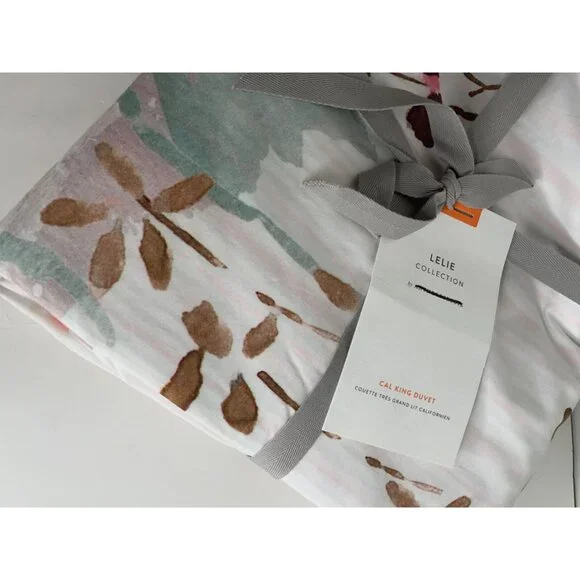 NEW Anthropologie LELIE California King Duvet Cover Floral Watercolor Muted - Picture 6 of 9